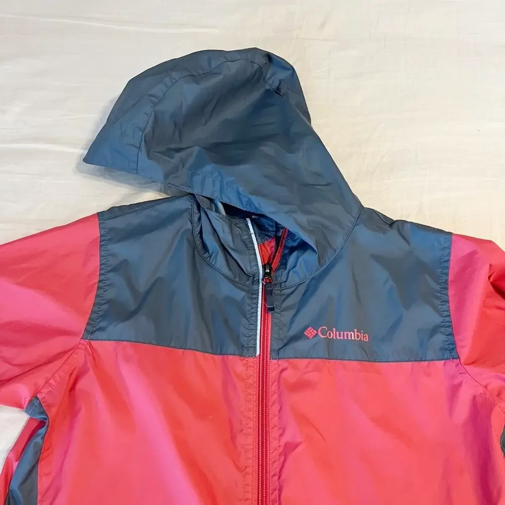 NWOT Columbia Girl’s Zip-Up Hooded Raincoat in Pink and Rain Size Medium